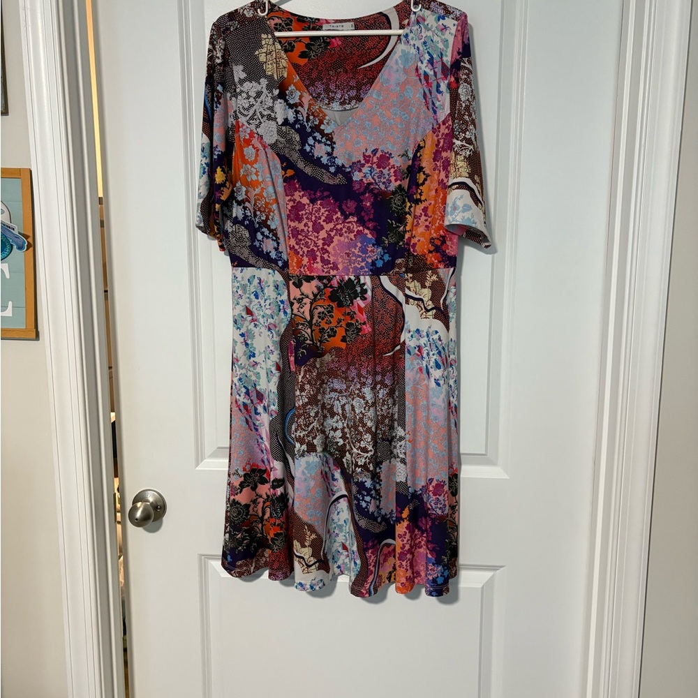 Vibrant Floral Patchwork Midi Dress